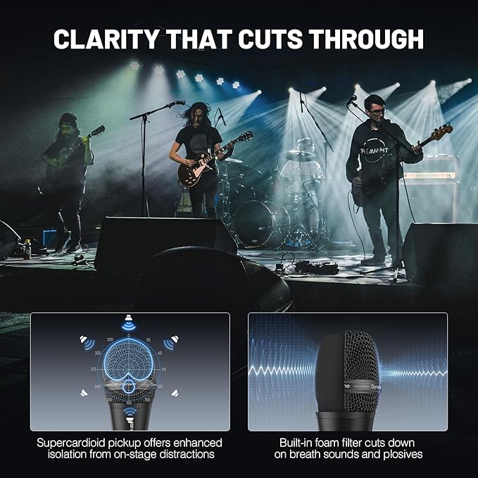 Phenyx Pro Vocal Microphone Supercardioid Dynamic Mic with 16.4 ft XLR Cable Mic Clip Storage Bag Wired Handheld Microphone for Singing Stage Studio Karaoke (PM-26S)