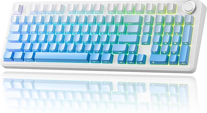 x Aula F99 Pro 99% Mechanical Gaming Keyboard – Wireless Bluetooth 2.4Ghz RF USB-C Wired Keyboard with RGB Backlit Hot-Swappable Pre-lubed Linear Switches PBT Keycaps Numpad Volume Knob