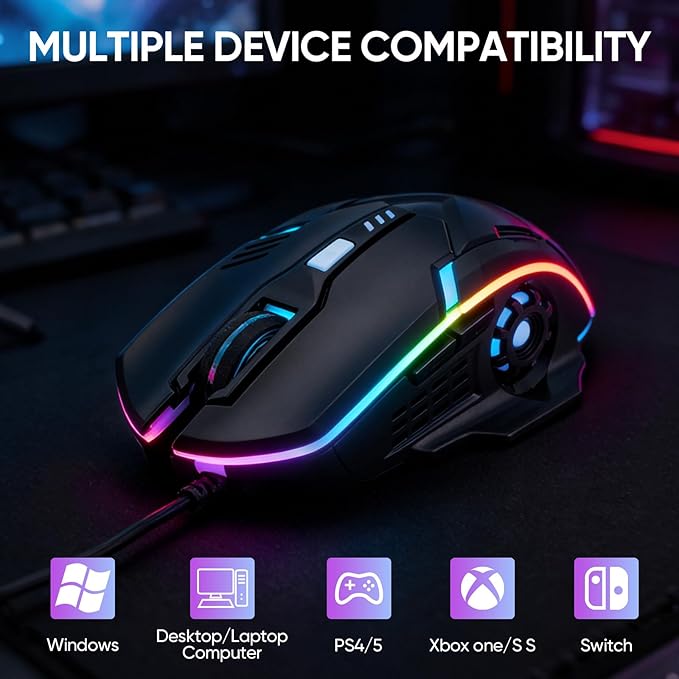 Gaming Mechanical Keyboard and Mouse and Mouse pad and Gaming Headset Wired LED RGB Backlight Bundle for PC Gamers and Xbox and PS4 Users - 4 in 1 Edition
