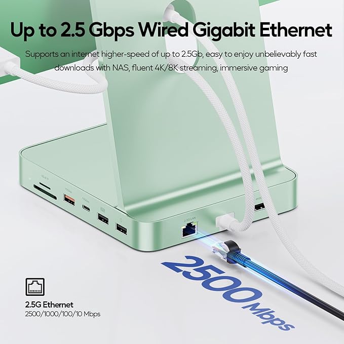 Upgraded 11 in 1 USB C Hub for iMac 24 inch USB Hub 2021 2023 2024 Support M.2 SSD (NOT Included) iMac Hub M1 M3 M4 Accessories 4K HDMI 2.5G Ethernet 5 USB A/C Max 10Gbps SD/TF - Green