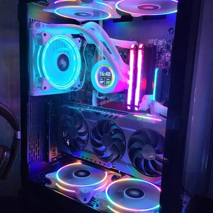 ASHATA 2.1 inch IPS Mini Round Screen AIDA64 PC CPU RAM HDD Data Monitor USB Screen Liquid Cooler Watercooler Screen 480x480 Dimmable 128MB for Desktop Chassis