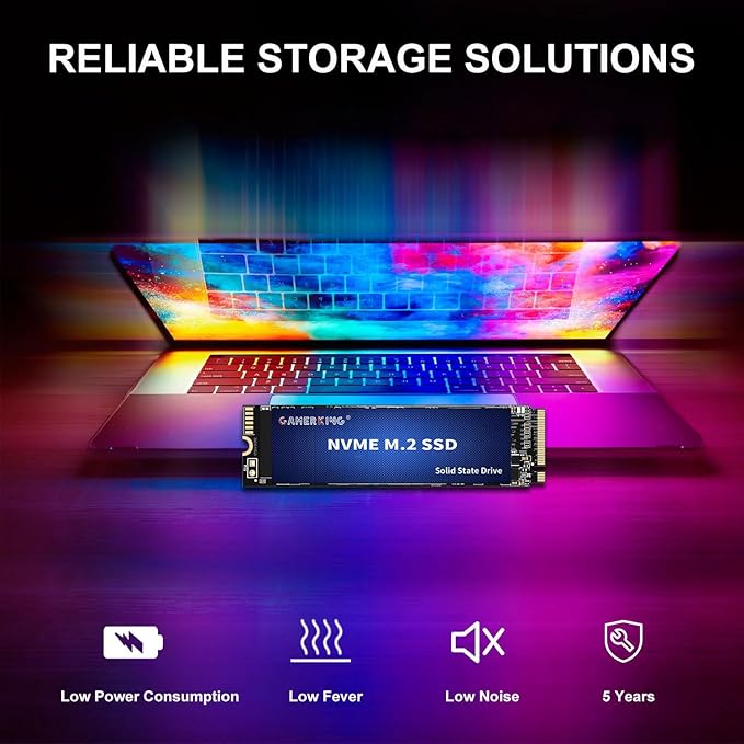 GAMERKING 1TB M.2 NVME SSD 2280 PCIe 3.0 Gen3x4 Internal Solid State Drive up to 3000MB/s 3D NAND Flash M Key Low Power Consumption Disk Upgrade Storage for Desktop Laptop
