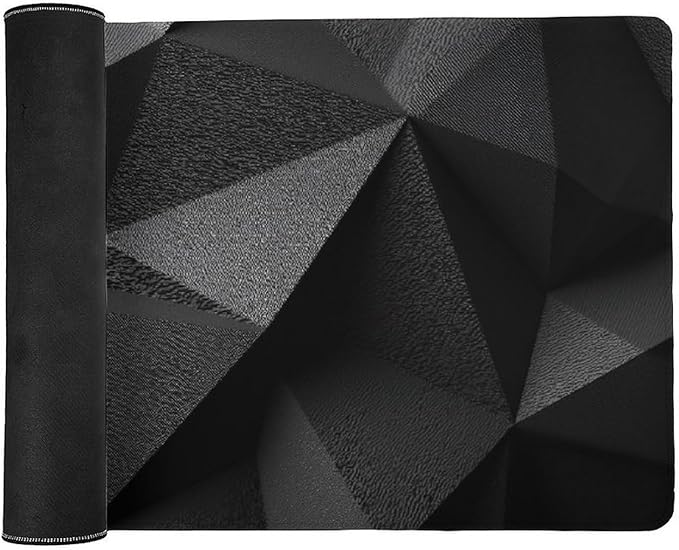 Geometric Black Gaming Mouse Pad Non-Slip Rubber Base 3XL Mousepad with Stitched EdgesWaterproof Washable Mouse Mat for Desk Home Office Gaming 35.5x16
