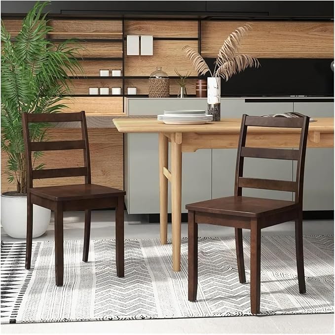 Adjustable Office Computer Chair with Armrest 2pcs High Back Armless KitchenDining Room Chairs with Solid Rubber Wood Legs(Black)