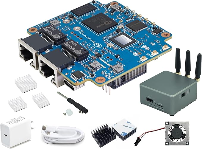 WayPonDEV Banana Pi BPI-WiFi 6 Router OpenWRT Board Dual Band Wireless Internet Router 802.11ax ac WiFi 6 Gigabit VPN Router with 5GE Phy and RGMII Support WPAWPA2WPA3 (Wifi6 Mini SET2)