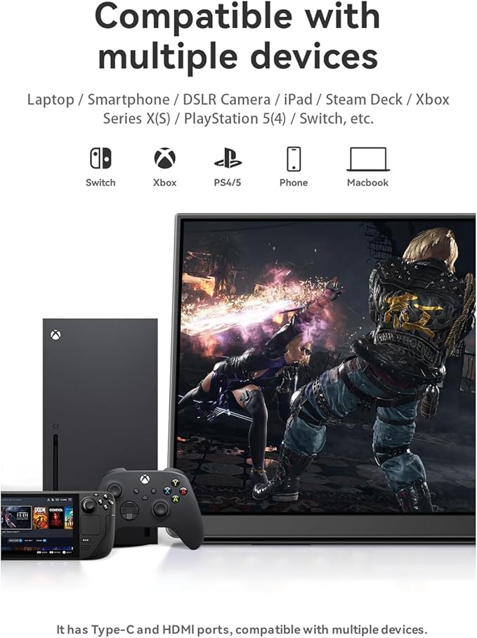 EHOMEWEI Q3 Portable Touchscreen Monitor with Stylus Pen 2.5K 60Hz 16'' 2560 * 1600 400 Nit HDR Brightness FreeSync Eye Care Laptop/PC/Phone/Game Console