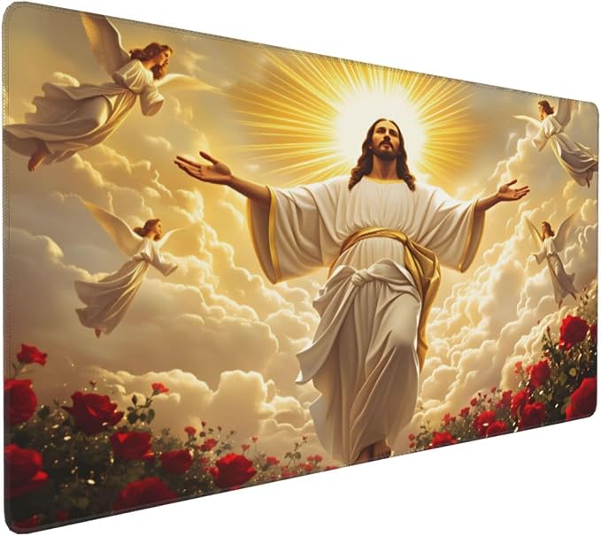 XXL Gaming Mouse Pad Extended (35.5X16) Sacred Religious Large Non-Slip Desk Mat Water-Resistant Keyboard Mousepad for Office &amp Home