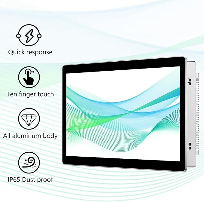 15.6 inch Aluminum Flat Embedded Industrial Touch Screen MonitorHDMI/VGA/DVI Interface Capacitive Touch Screen Monitor Supports 10 Points Touch1920 x1080 @ 60Hz