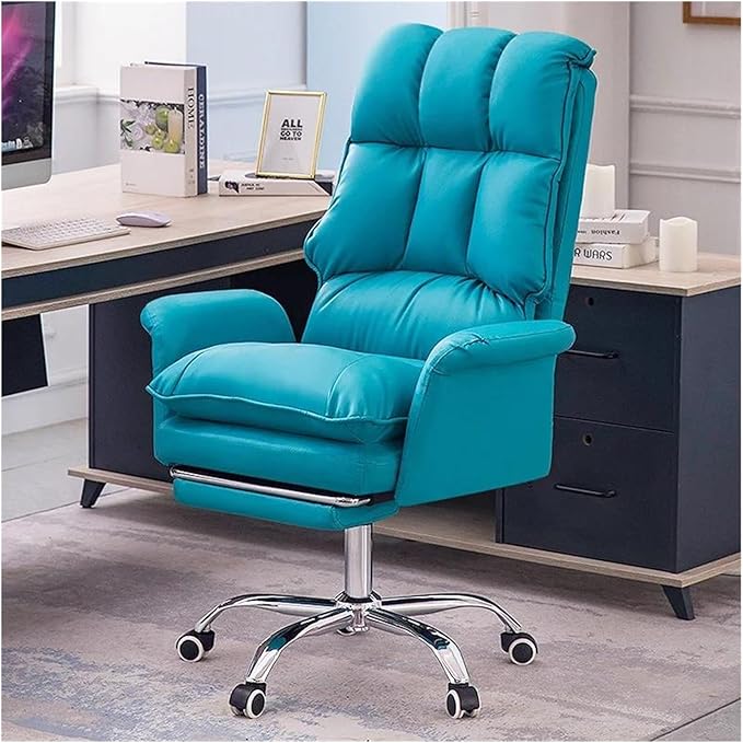 Computer Chair White Gaming Chair Comfortable Soft Sofa Chair Bedroom Computer Chair Girls Live Gamer Chair Leather Office Chair Furniture(Blue)