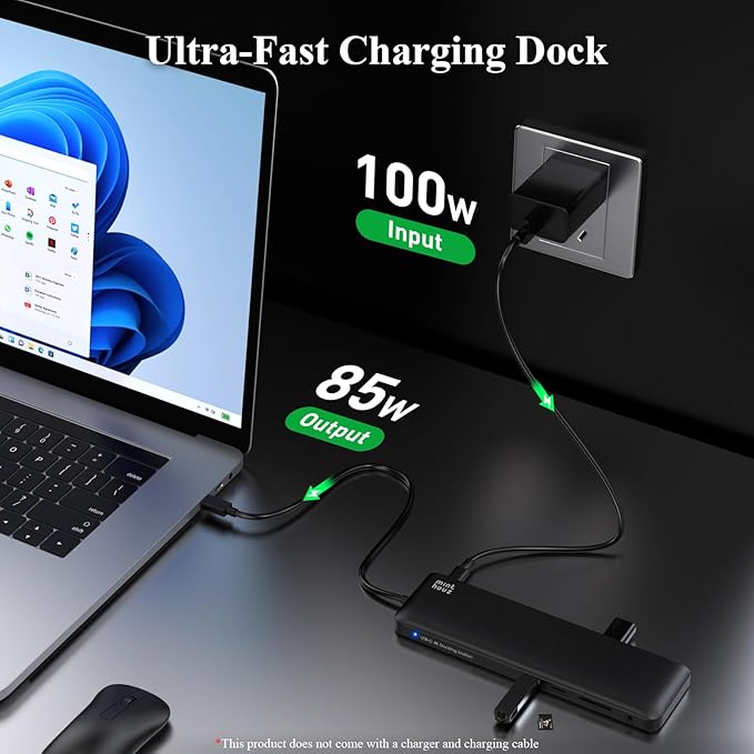 USB C Docking Station Minthouz 12-in-1 Docking Station 3 Monitors USB Hub with DisplayPort/HDMI/VGA PD USB 2.0/3.0 Gigabit Ethernet SD/TF Audio Jack USB C Dock for Windows &amp Mac