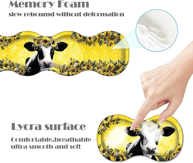 Ergonomic Keyboard Wrist Rest &amp Mouse Pad Wrist Rest SetXL Gaming Desk Mat 31.5x 11.8Non-Slip BaseMemory FoamEasy Typing Pain Relief for Office &amp HomeCow with Sunflower Crown