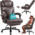 Heavy Duty Executive Office Chair 550lbs Big and Tall Office Chair with Wide Seat Reclining Ergonomic Desk Chair with Footrest PU Leather Computer Chair for Home Office Brown