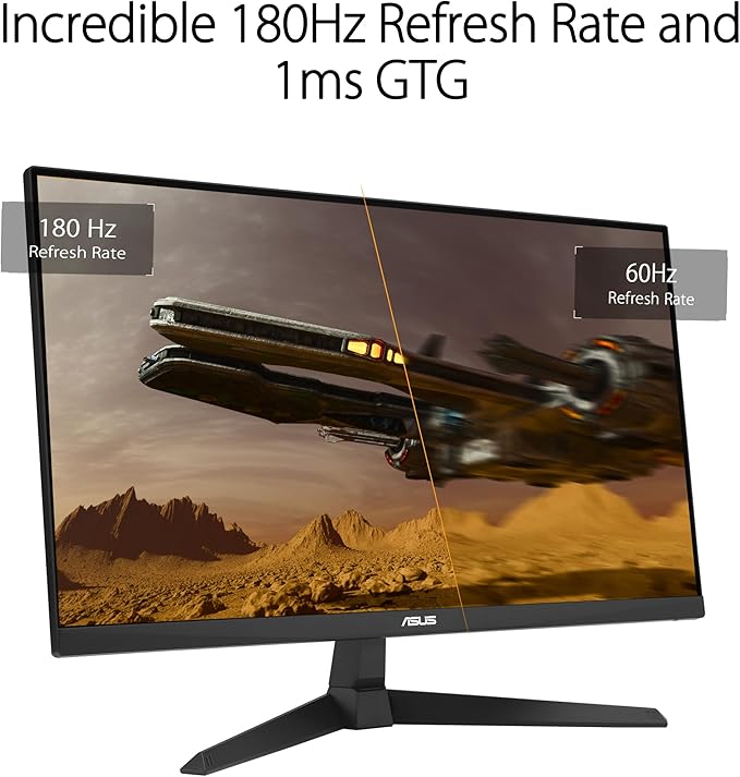 ASUS TUF Gaming 24” (23.8 inch viewable) 1080P Monitor (VG249Q3A) - Full HD 180Hz 1ms Fast IPS Extreme Low Motion Blur FreeSync Premium Speakers DisplayPort HDMI Variable Overdrive 99% sRGB