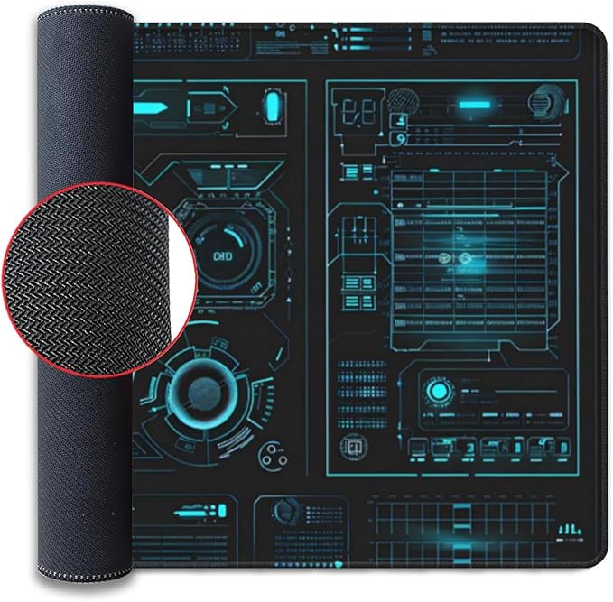 Large Extended Gaming Mouse Pad (48 x 24) Big Desk Matt for Desktop Waterproof Computer Keyboard Mat for Esports Pros/Gamer/Desktop/Office/Home-Cyberpunk Black and Blue