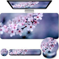 Desk Mat Set + Keyboard and Mouse Pad with Wrist Rest Support4-in-1 Large Mousepad Computer Mats for Desktop Home &amp Office-Cherry Bloosom