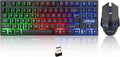 CHONCHOW Wireless Gaming Keyboard and Mouse Combo Rechargeable 87 Key LED Light Up Keyboard Ergonomic Gaming Mouse Backlit Wireless Mouse and Keyboard for Xbox PS4 PS4 PC Laptop