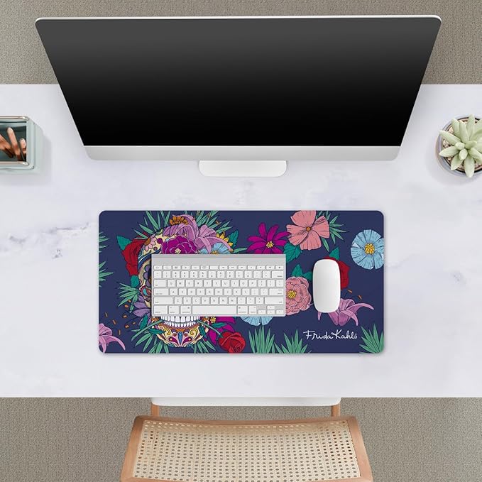 Head Case Designs Officially Licensed Frida Kahlo Skull Floral Art 23.62 x 11.81 x 0.12 inches (600 x 300 mm) - L Gaming Office Desk PC Keyboard Mouse Mat Pad