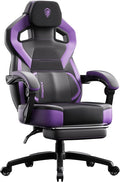 Dowinx PU Leather Gaming Chair with Footrest Big and Tall Ergonomic Computer Chair with Lumbar Support Wide Back Gamer Chair for Heavy People Purple