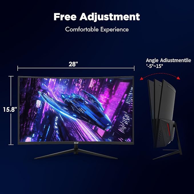 ZZA 32 Inch Curved Gaming Monitor 240Hz High Refresh Rate FHD 1920x1080P Curved 1500R HDMI 2.0/DP1.4 1ms MPRT HDR FreeSync VESA Compatible Tilt Adjustable