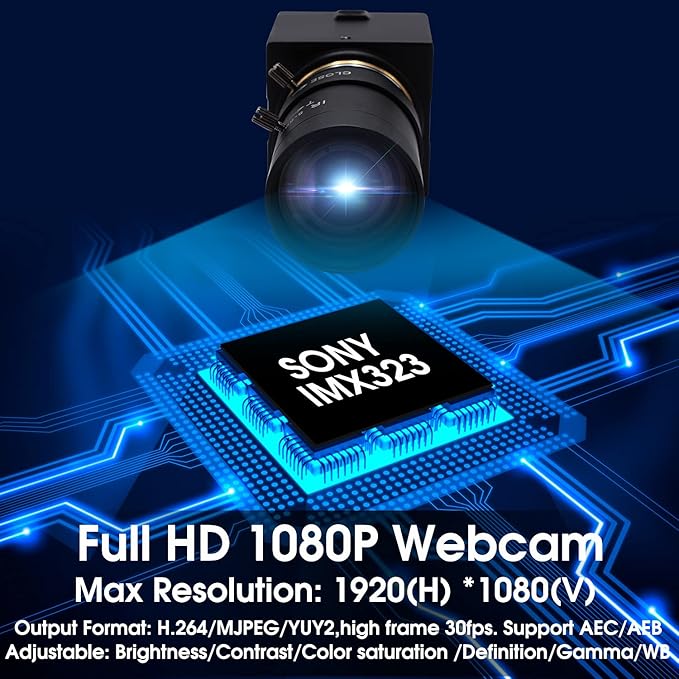 SVPRO 5-50mm Zoom Lens USB Camera 1080P with Sony IMX323 Sensor H.264 HD Camera with 0.01lux Ultra Low Light USB Webcam for Weak Light ConditionsPC Cam for Windows Linux Mac Android
