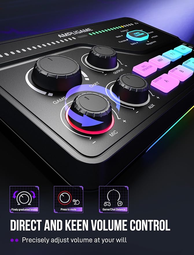 FIFINE XLR/USB Podcast Microphone with Audio Mixer Set Studio Recording PC Mic with XLR Mixer Bundle 7.1 Surround Sound Headphone Monitoring Voice Changer for Gaming (K688+SC8)