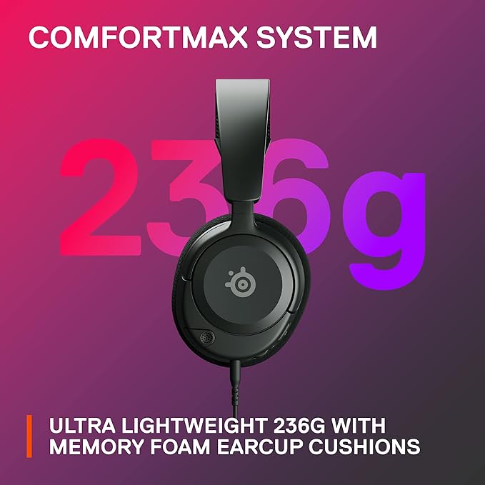 SteelSeries 61606 Arctis Nova 1 Gaming Headphones Wired Sealed Type Compatible with PC PS5 PS4 Switch Bi-Directional Microphone Noise Canceling Space Audio Hi-Fi Sound Adjustable Black