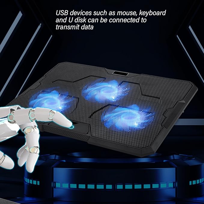 Laptop Cooling Pad with Adjustable 3Speed Fan Double USB Port Nonslip FeetLaptop Radiators Rapid Heat Dissipation