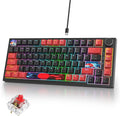 75% Mechanical Gaming Keyboard with Hot Swappable RGB Backlit Custom Knob Gasket Mount USB Wired Keyboard 82 Red Black Linear Red Switch Keys