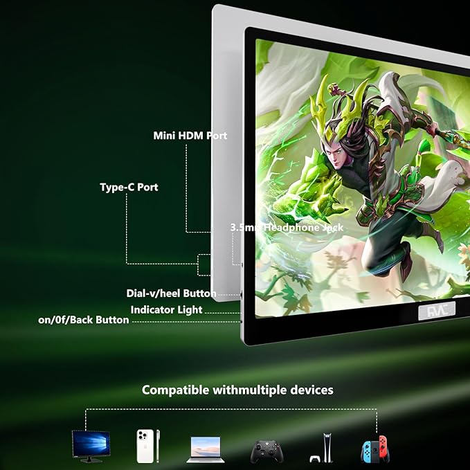 FMC 15.6 Inch 4K Portable Gaming Monitor Touchscreen 100% sRGB 3840x2160 UHD Display with 30W USB C Mini HDMI Built-in Speaker for PC Phone PS5/4 Xbox Switch