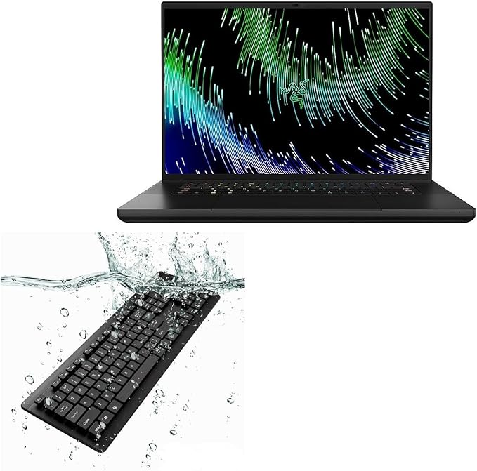 BoxWave Keyboard Compatible with Razer Blade 16 RTX 4070 (QHD 240Hz) - AquaProof USB Keyboard Washable Waterproof Water Resistant - Jet Black