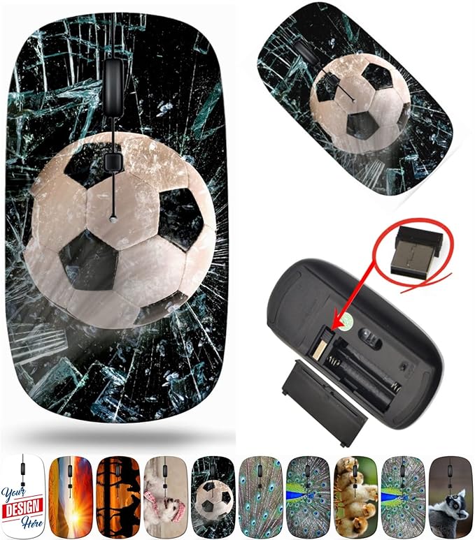 maizi Wireless Mouse for PC MacBook Computer Laptop (BYADAUam2A_Fast Soccer Ball THR_115)