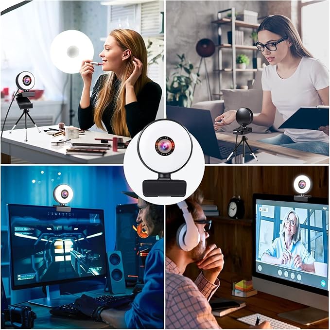 Web Camera Webcam 4K Mini Web Camera for PC Computer Laptop with Microphone Auto Focus Light Video Webcam 1080P 2K Live Web Cam Accessories for Gaming Video Calling Recording