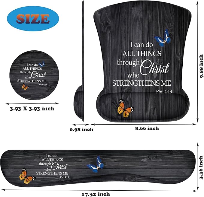 3 in 1 Keyboard Wrist Rest + Mouse Pad and Coaster Ergonomic Gel Mouse Pad and Keyboard Pad Set Comfortable Lightweight for Easy Typing Pain Relie Phil 4-13