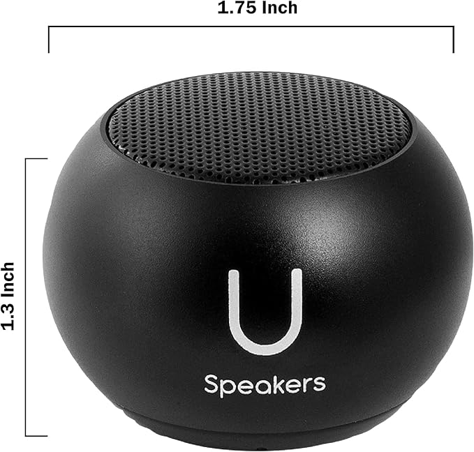 Fashionit U Speakers Mini Bluetooth Computer Speaker 2-Pack Bundle with Matching Speaker Built-in Mic &amp Selfie Remote Control for Workspace Desktop Laptop Mobile Tablet PC - Black