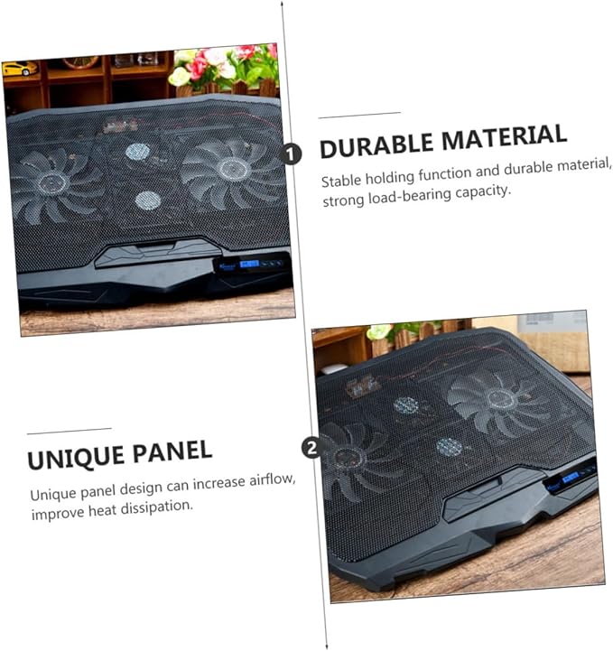 TEHAUX 1Pc Silent Laptop Cooling Pad with Quiet Fans Portable Laptop Cooler Stand for Notebooks Design for Heat Dissipation Speed