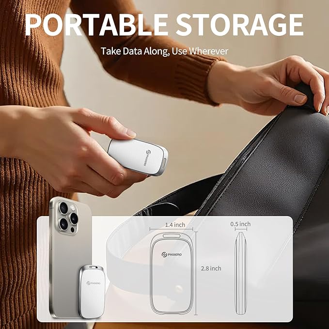PHIXERO P20 External Portable SSD 512GBup to 2050Mb/sExternal Solid State Drives with 2 in 1 USB C Cable with LED IndicatorUSB 3.2 Gen 2 Portable Hard Drive for iPhone 15/16 PRO Mac PC &amp Lapt