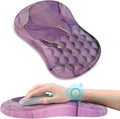 AIMSA Upgraded Wrist Rest Support Mouse Pad Ergonomic Mousepad Massage Memory Foam Design Pain Relief Comfortable Wrist Cushion Mat Non-Slip PU Base for Home Office Purple Marble