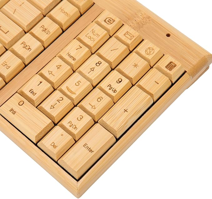 Bamboo Wood Computer Control Devices Plug and Play Computer Devices for PC Laptop USB Receiver (Keyboard)