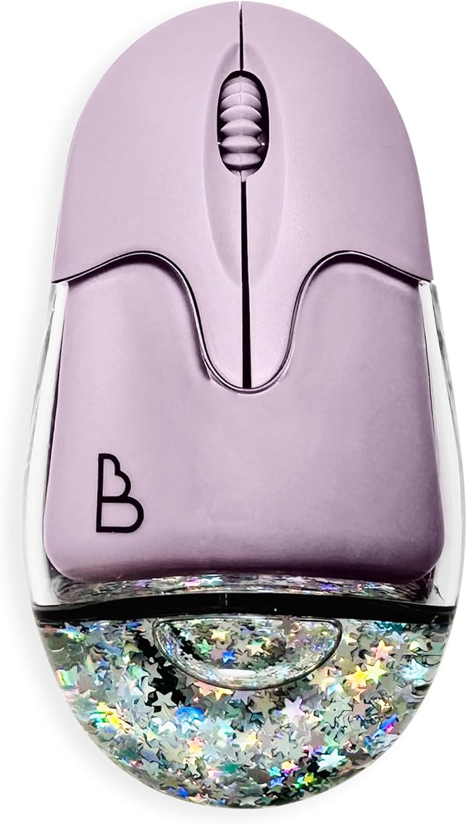 Liquid Glitter Wireless Bluetooth Mouse – Type C Rechargeable Silent Mice – Portable USB Optical Cordless Mouse Compatible with Windows Mac iOS Android PC Laptop &amp MacBook (Purple)