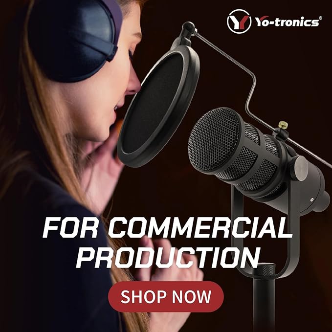 YTM-165D Dynamic XLR Podcast Microphone with Mid-Range Boost Low-Cut Filter and High Sensitivity – Ideal for Vocal Clarity in Live Streaming Recording and Broadcasting