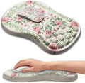 Ergonomic Mouse Pad Wrist Rest Carpal Tunnel Pain Relief Wrist Support Mousepad with Massage Bulge Memory Foam (Flower Carpet 11.8x7.9 in)