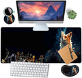 Large Mouse Pad with Mouse Wrist Rest 31.5x11.8 in Extended Mouse Mat with Non-Slip PU Base Ergonomic Memory Foam Wrist Rest for Work &amp Gaming Writing Pad Cute Red Fox Animal Office Desk Pad
