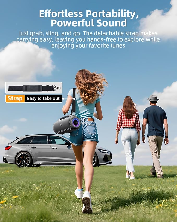 Upgrade Portable Bluetooth Speakers Wireless 200W MAX Loud Powerful Speaker w/Deep Bass IP65 Waterproof/ BT5.4 for Outdoor Party Camping Tailgating Beach Large Workshop Garage 24H Playtime