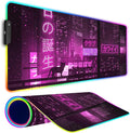 RGB Gaming Mouse Pad Large Mousepad with Led Light Gaming Accessories Keyboard Pad for Desk Non-Slip Rubber Base Big Mouse Mat for Gamer 31.5 X 11.8 Inch Purple Anime
