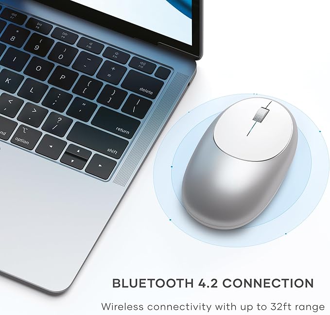 Satechi M1 Wireless Bluetooth Mouse USB-C Rechargeable Compact &amp Portable for MacBook Air/Pro M5/M4 iPad Air/Pro M5/M4/M3 iPad mini Mac mini iMac &amp Windows - Silver