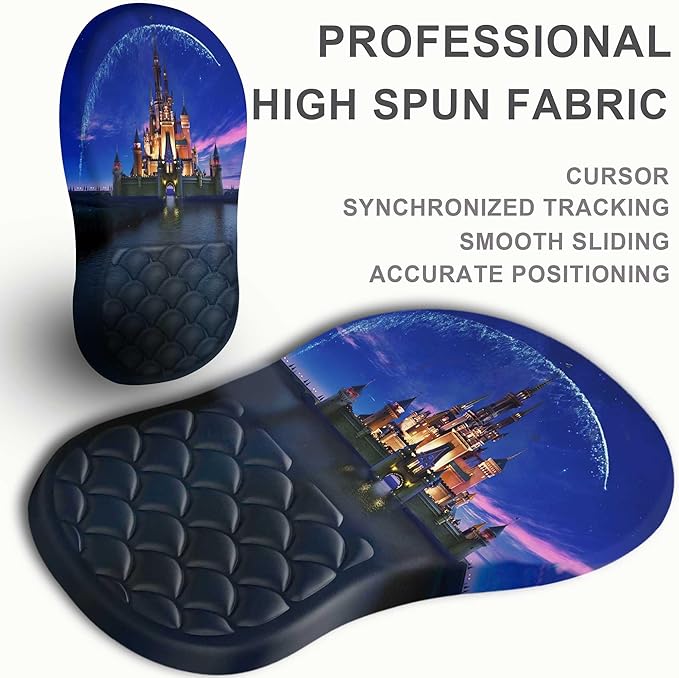 Ergonomic Mouse Pad with Wrist Rest Soft Mousepad with Massage Design Memory Foam and Non-Slip PU Base for Pain Relief Gaming Mouse Pad for Desk Home Office Black