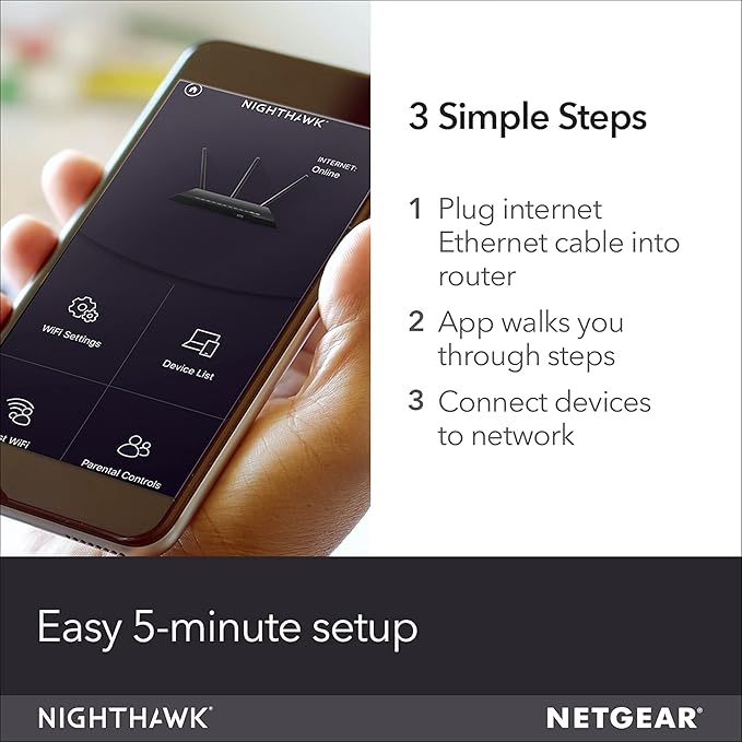 NETGEAR Nighthawk AC1900 Dual Band WiFi Router Gigabit Router Open Source Support Circle with Disney Smart Parental Controls Compatible with Amazon Alexa (R7000) (Certified Refurbished)