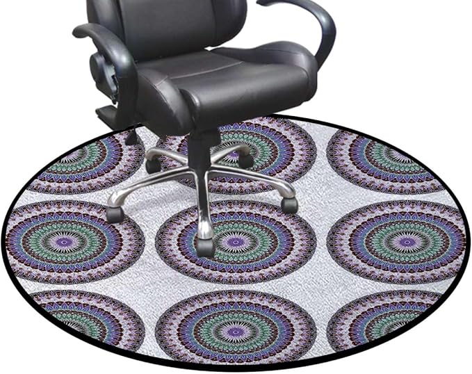 Multi Round Floor Mat Non Slip Absorbent Carpet Yoga Rug for Entryway Bedroom Living Room Sofa Home Decor Oriental Motif with Mix of Hippie Retro Circle Diameter 35.4 in Mandala_00901