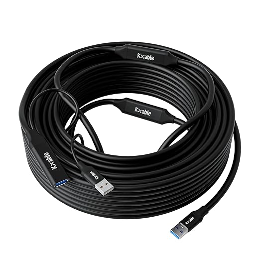 USB 3.0 Active Extension Cable 75 Feet Type A Male to Female Extender Cord USB Repeater Cable with 3 Signal Boosters &amp USB Power Supply for Laptop Hard Drive Printer Webcam Xbox VR PS4