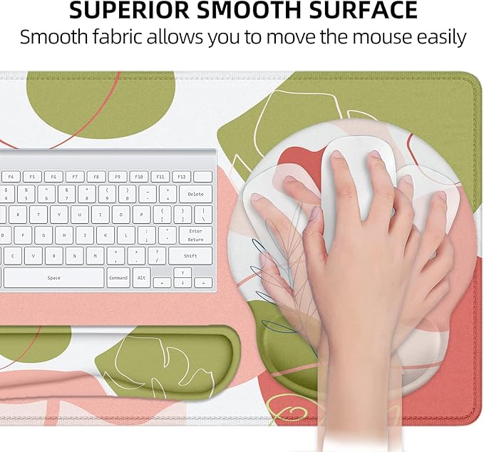 LATEEFAH Mouse Pad with Wrist Rest Large Mouse Pad Ergonomic Gaming Desk Pad Keyboard Wrist Rest Set 4-in-1 Desk Mat Keyboard Mat for Home Office